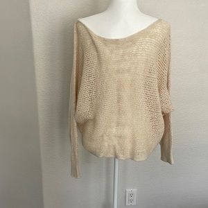 Billabong Open Weave Wide Neckline/ Off-the-Shoulder Sweater, L